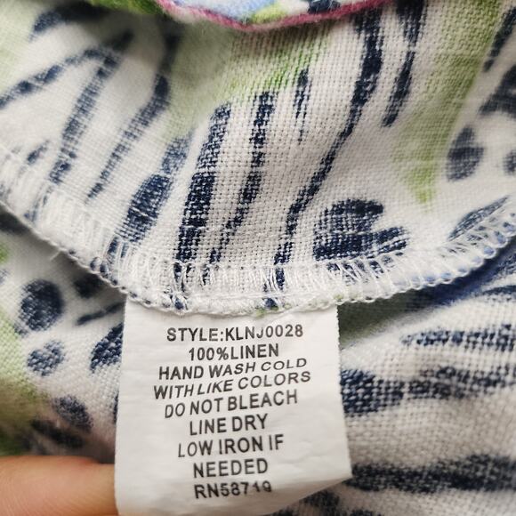 Vintage Hawaiian Cardigan Womens PL Large Petite 100% Linin Hibiscus Zebra Print - Picture 16 of 16